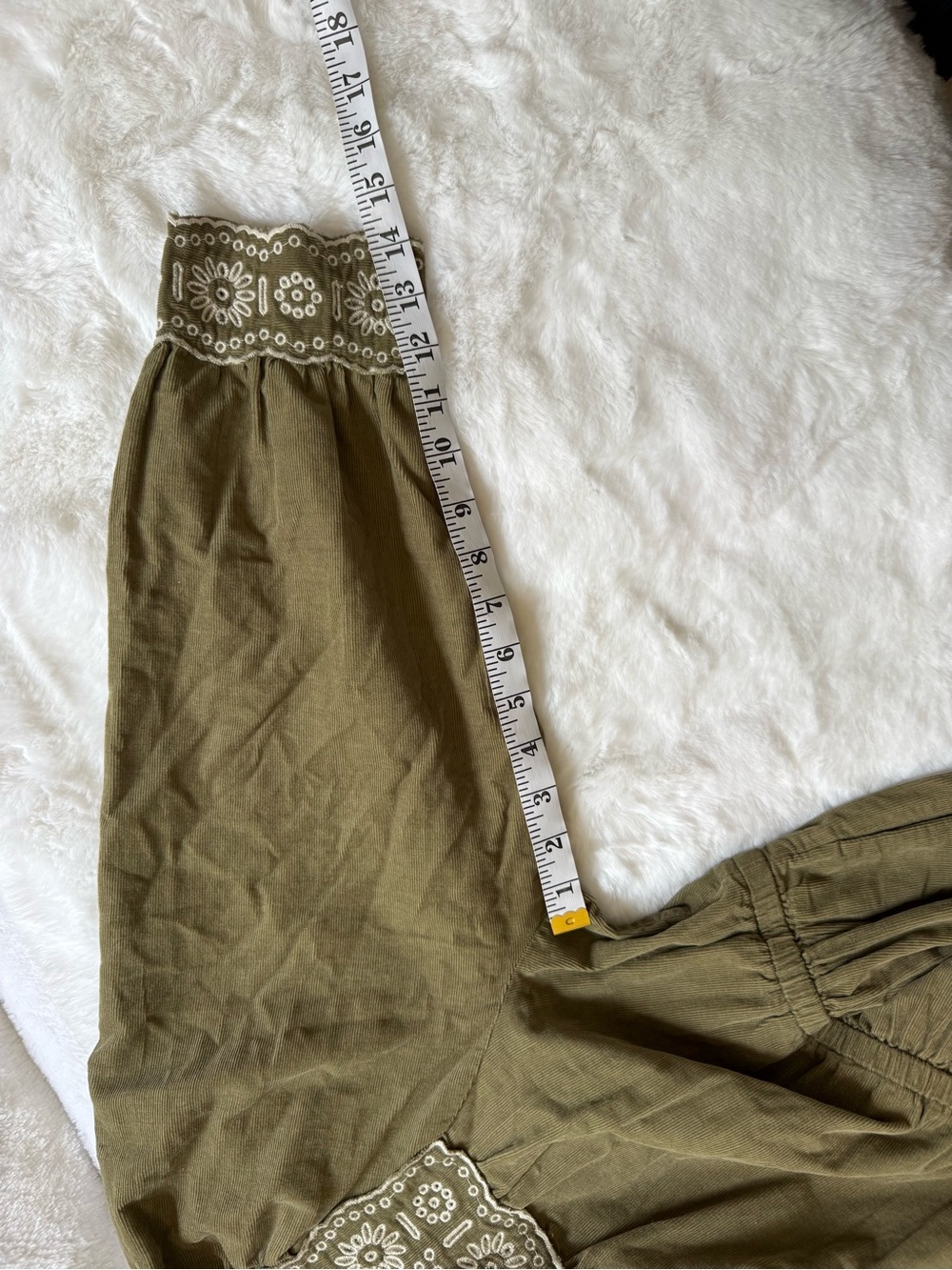 Madewell Embroidered Corduroy Square Neck Mini Dress Women’s XL Olive Gr - Picture 12 of 15